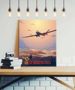 17th Attack Squadron MQ-9 canvas travel poster art by Squadron Posters! SP01455