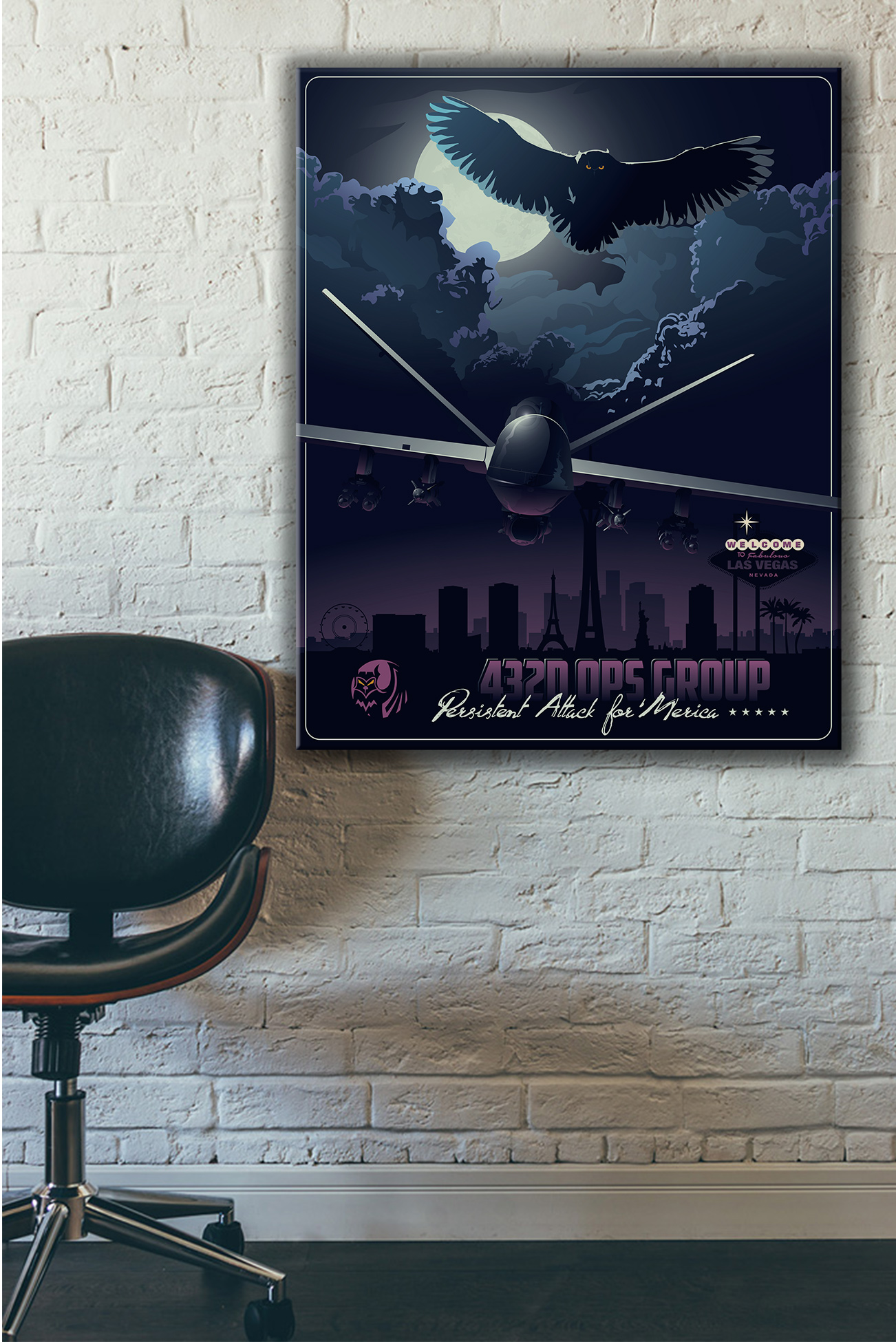 432d OG Creech AFB vintage style military aviation canvas art by Squadron Posters SP01762