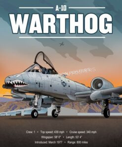 Warthog parked A-10_parked_SP01050-featured-aircraft-lithograph-vintage-airplane-poster-art