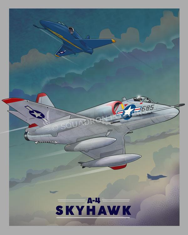 A-4 Skyhawk poster art by Squadron Posters! Collect all your travels and tell your story!
