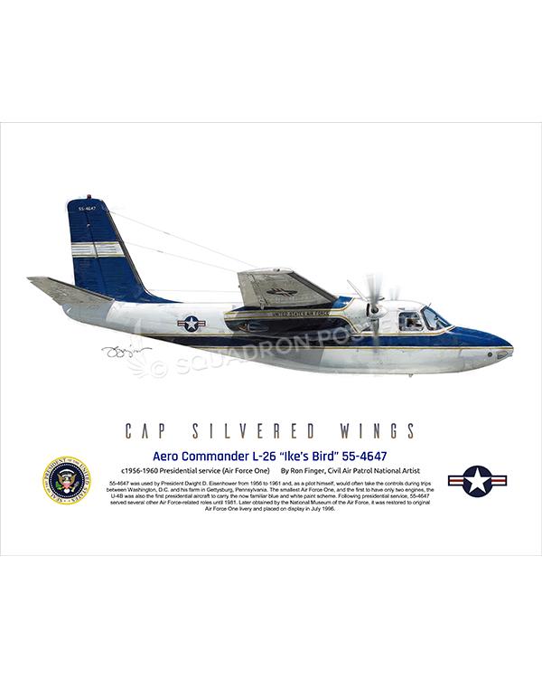 Aero Commander L-26 CAP 16x20 FINAL Ron Finger SPN02358MFEAT-jet-black-aircraft-lithograph