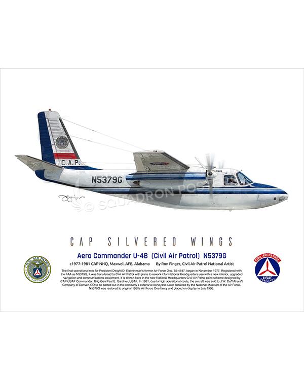 Aero Commander U-4B (CAP) CAP 16x20 FINAL Ron Finger SPN02360MFEAT-jet-black-aircraft-lithograph