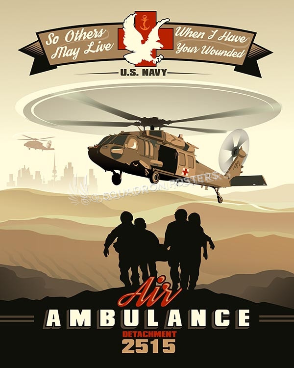 2515th Naval Air Ambulance Detachment MH-60S air-ambulance-2515-sp00466-vintage-military-aviation-travel-poster-art-print-gift
