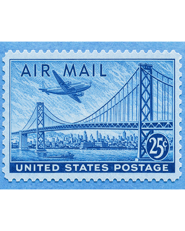 AirMail Golden Gate Stamp Poster Art by Squadron Posters!