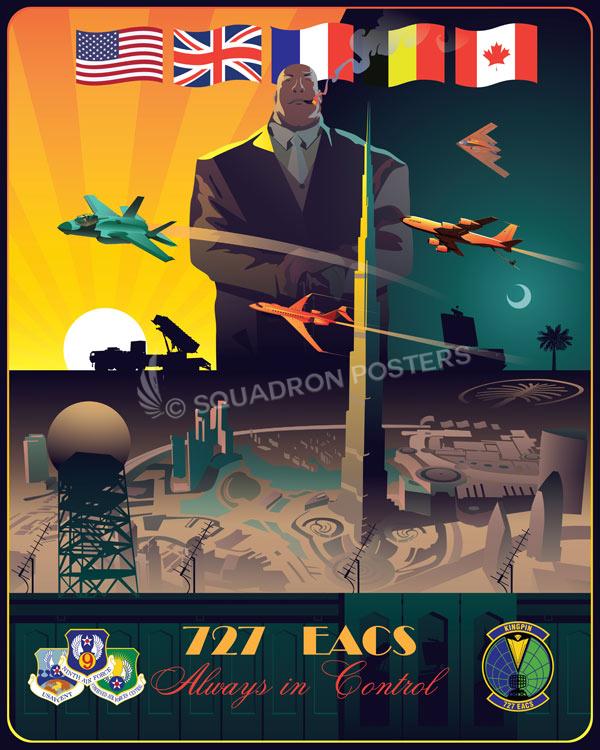 Al Dhafra AB UAE Kingpin 727th EACS with New Patches Art by Squadron Posters!