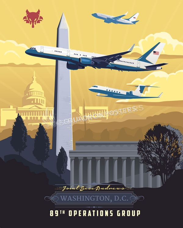 Andrews AFB 89th Operations Group Andrews_AFB_C-37_C-32_C-40_89th_OG_SP01268-featured-aircraft-lithograph-vintage-airplane-poster-art