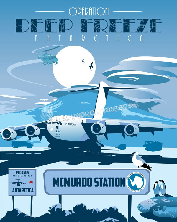 McMurdo Station Antarctica C-17 antarctica_pegasus_c-17_sp01189-featured-aircraft-lithograph-vintage-airplane-poster-art