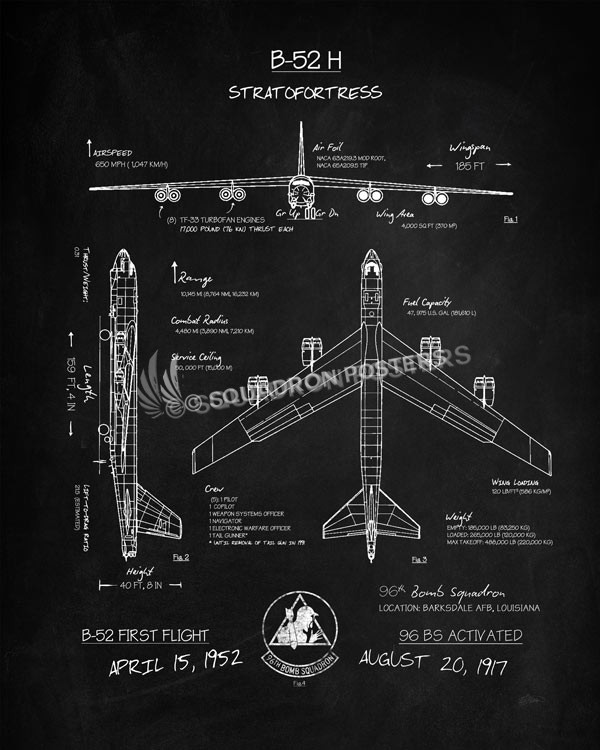 B-52 96th Bomb Squadron Blackboard Art B-52-96-bomb-squadron-poster-blackboard-SP01352-featured-aircraft-lithograph-vintage-airplane-poster-art
