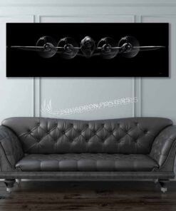 B-17 Flying Fortress Jet Black Super Wide Canvas Print
