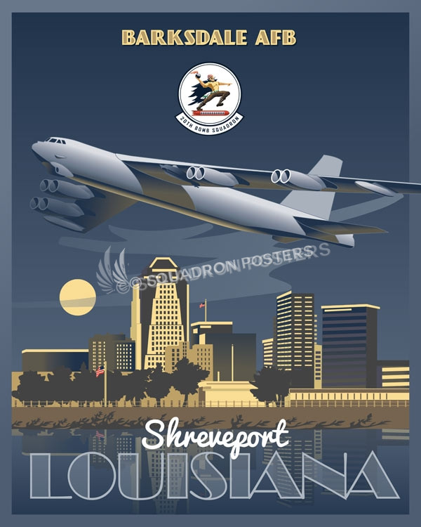 Barksdale AFB - B-52, 20th Bomb Squadron Barksdale_AFB_Louisiana_B-52_20th_Bomb_Sq_SP00796-featured-aircraft-lithograph-vintage-airplane-poster