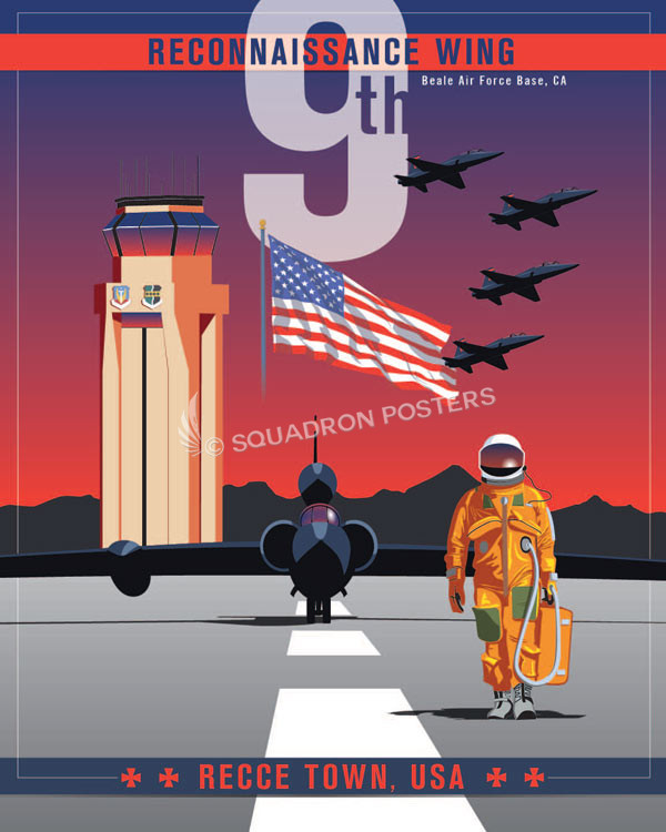Beale-AFB-U-2-9th-RW-featured-aircraft-lithograph-vintage-airplane-poster-art