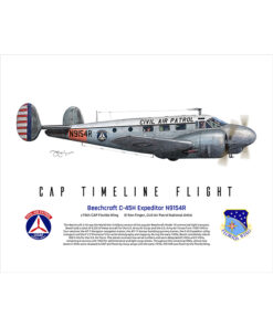 Beechcraft C-45H Expeditor N9154R 16x20 FINAL Ron Finger SPN02306MFEAT-jet-black-aircraft-lithograph
