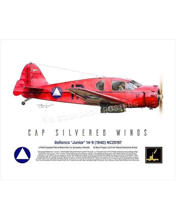 Bellanca Junior 14-9 CAP 16x20 FINAL Ron Finger SPN02361MFEAT-jet-black-aircraft-lithograph