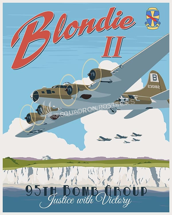 B-17 Bomber Poster Print WW2 Decor Air Force Gift Airplane Blueprint Pilot Gift 