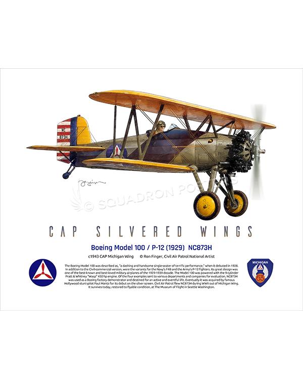 Boeing Model 100 CAP 16x20 FINAL Ron Finger SPN02363MFEAT-jet-black-aircraft-lithograph