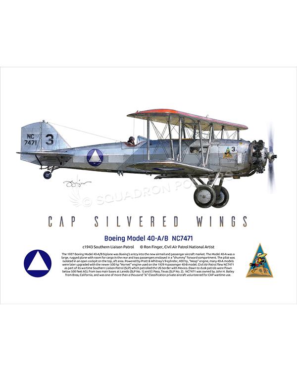 Boeing Model 40 CAP 16x20 FINAL Ron Finger SPN02290MFEAT-jet-black-aircraft-lithograph