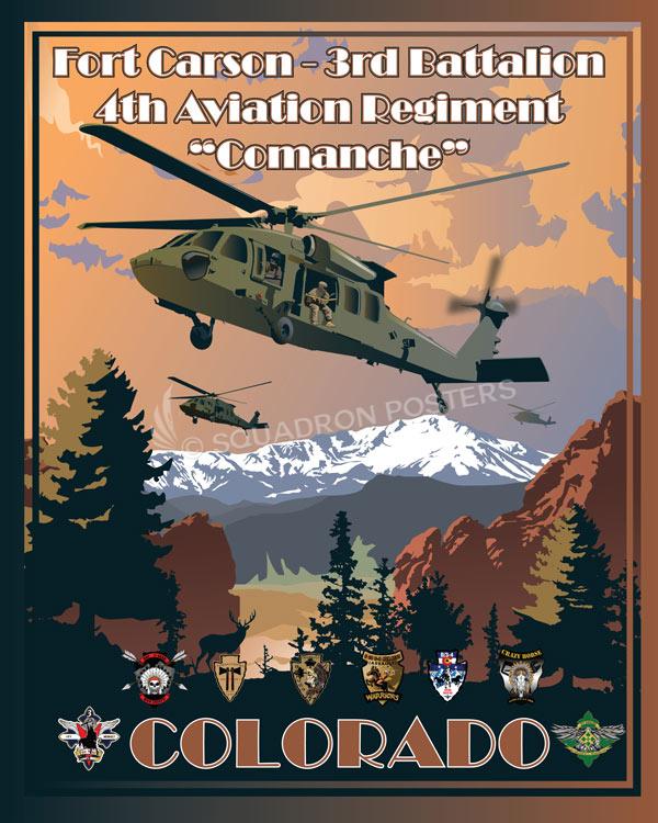Butts Army Airfield Fort Carson Colorado 3-4 Aviation Regiment Comanche Art by Squadron Posters!