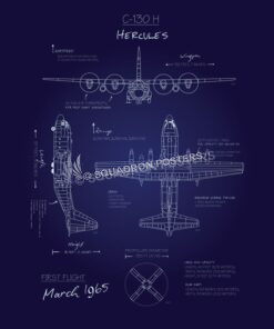 C-130H Blueprint Art by - Squadron Posters! Military aviation travel poster art.