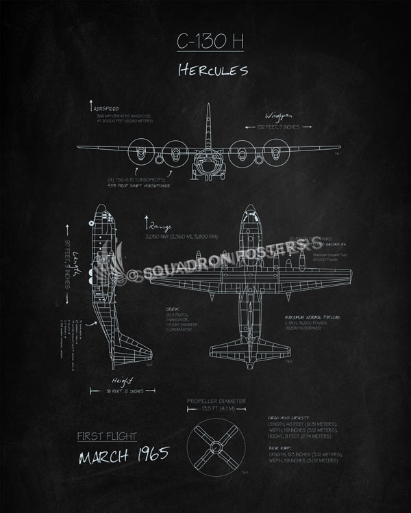 C-130H_Blueprint_Blackboard_SP00850-featured-aircraft-lithograph-vintage-airplane-poster-art