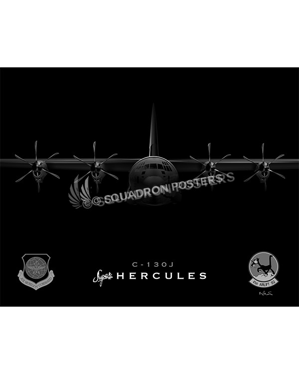 C-130J 41 AS SP00762-FEAT-jet-black-aircraft-lithograph-print