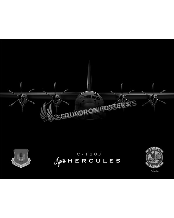 C-130J Ramstein 37 AS SP00764 FEAT-jet-black-aircraft-lithograph-print