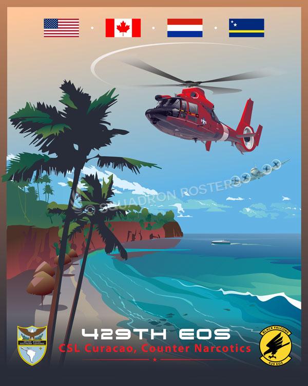 CSL Curacao MH-65E 429th EOS Counter Narcotics Art by Squadron Posters!