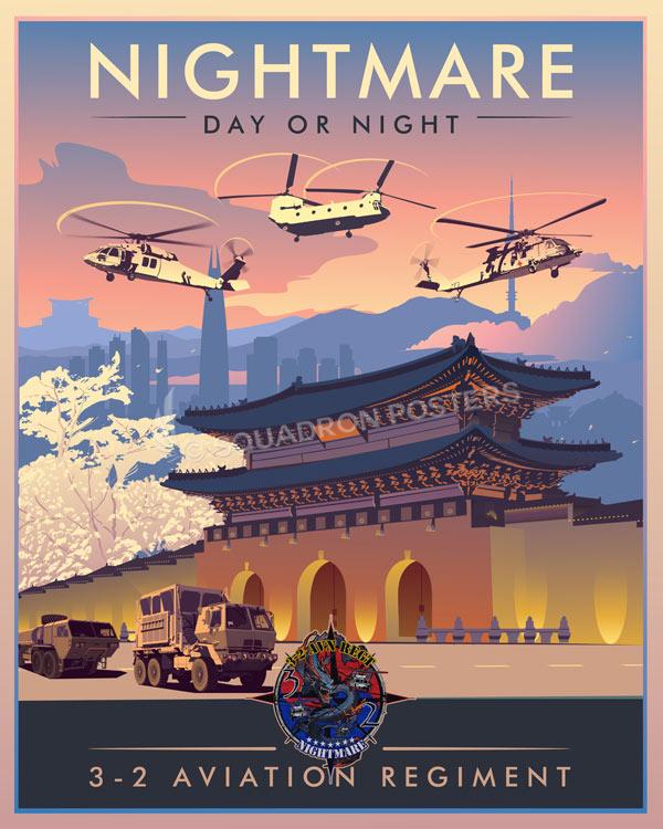 Camp Humphreys Korea 3-2 GSAB Nightmare Day or Night Art by - Squadron Posters!