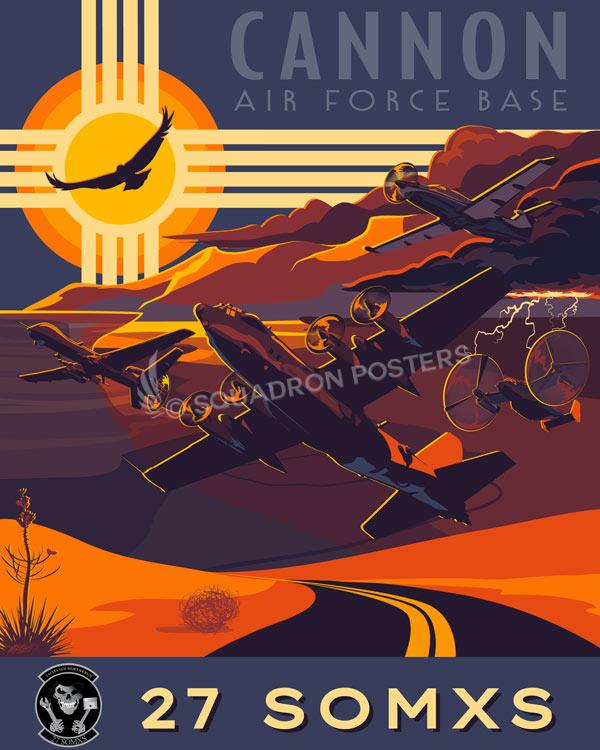 Cannon-AFB-C-130-MQ-9-CV-60-27-SOMXS-featured-aircraft-lithograph-vintage-airplane-poster