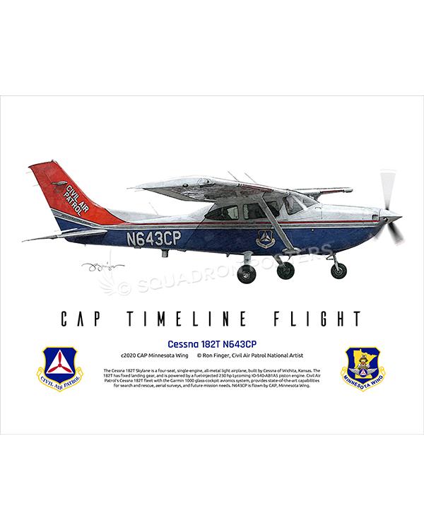 Cessna 182T Skylane N643CP 16x20 FINAL Ron Finger SPN02309MFEAT-jet-black-aircraft-lithograph