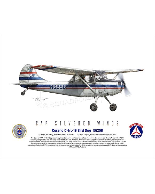 Cessna L-19A Bird Dog CAP 16x20 FINAL Ron Finger SPN02291MFEAT-jet-black-aircraft-lithograph