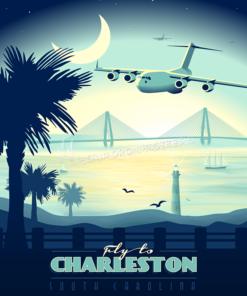 Charleston AFB C-17 vintage aviation artwork by - Squadron Posters!