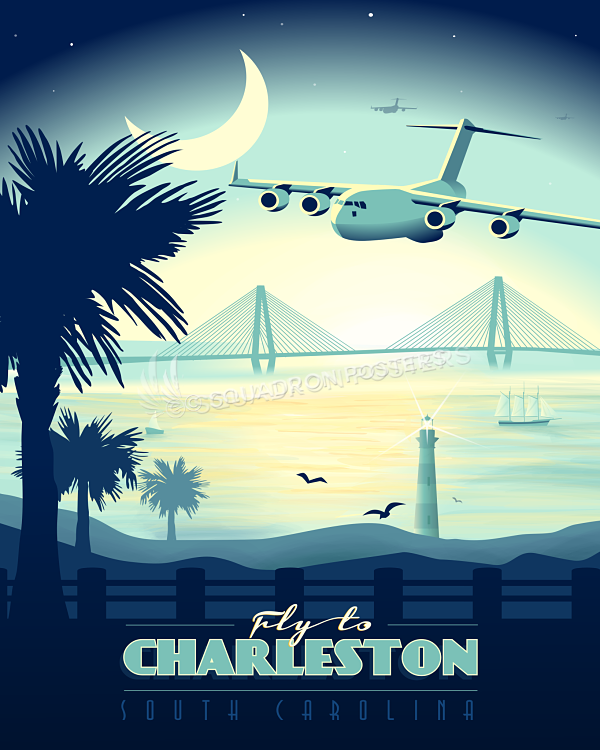 Charleston AFB C-17 vintage aviation artwork by - Squadron Posters!