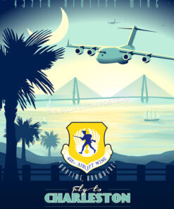 Charleston-C-17-437-AW-featured-aircraft-lithograph-vintage-airplane-poster-art