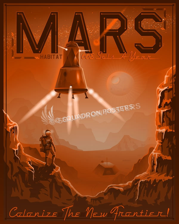 Colonize Mars Travel Poster SP00734 featured-spacecraft-lithograph-vintage-poster-art