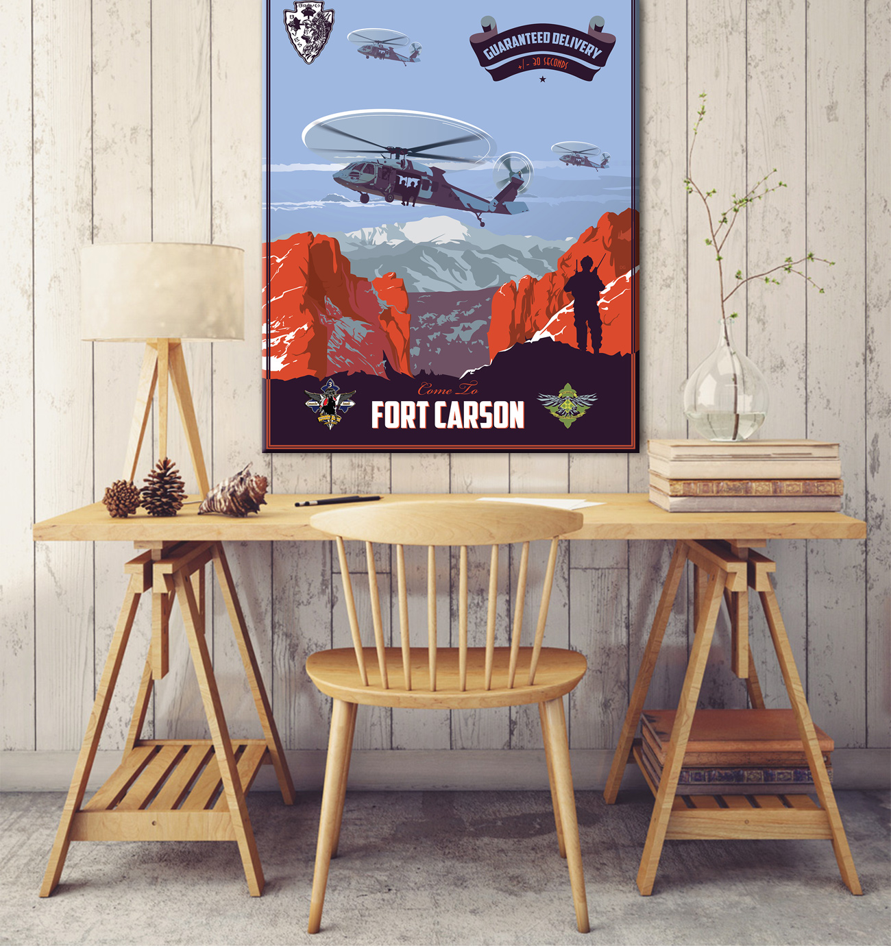 Colorado Fort Carson 3-4 AHB vintage style military aviation canvas art by Squadron Posters!
