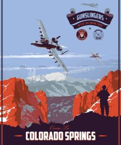 Fort Carson 13th Air Support Operations Squadron Colorado_A-10_13_ASOS_Gunslingers_v2_SP01327-featured-aircraft-lithograph-vintage-airplane-poster-art