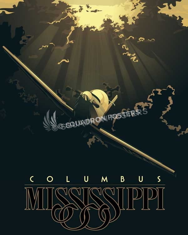 Columbus clouds T-6 Texan II (V2) poster art.