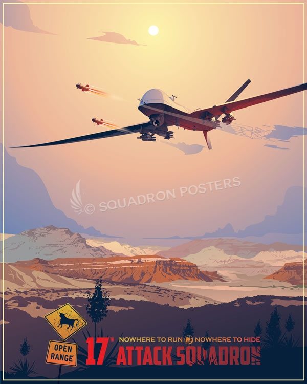 17th Attack Squadron MQ-9 Creech_AFB_MQ-9_17th_ATKS_SP01455-featured-aircraft-lithograph-vintage-airplane-poster-art