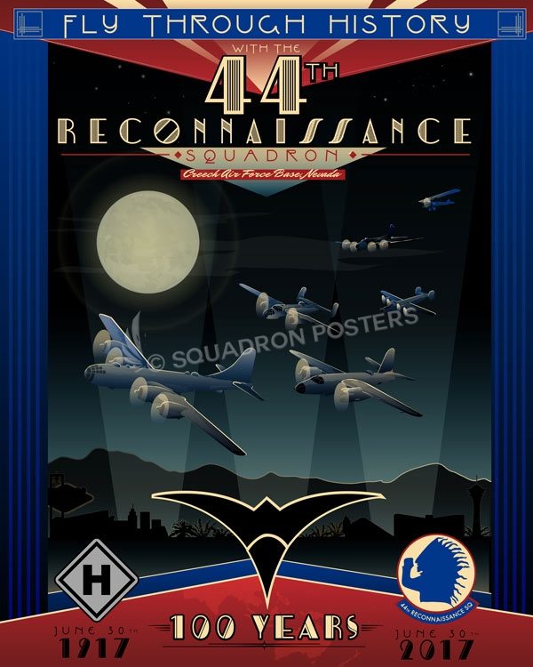 44th Reconnaissance Squadron 100th Anniversary Art Creech_AFB_NV_44th_Recon_Sq_100_Anniversary_SP01353-featured-aircraft-lithograph-vintage-airplane-poster-art