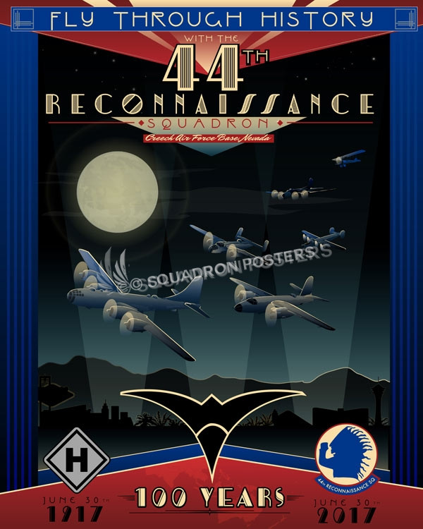44th Reconnaissance Squadron 100th Anniversary Art Creech_AFB_NV_44th_Recon_Sq_100_Anniversary_SP01353-featured-aircraft-lithograph-vintage-airplane-poster-art