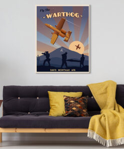 Davis-Monthan AFB A-10 Warthog vintage style military aviation canvas travel poster art by Squadron Posters! SP02036