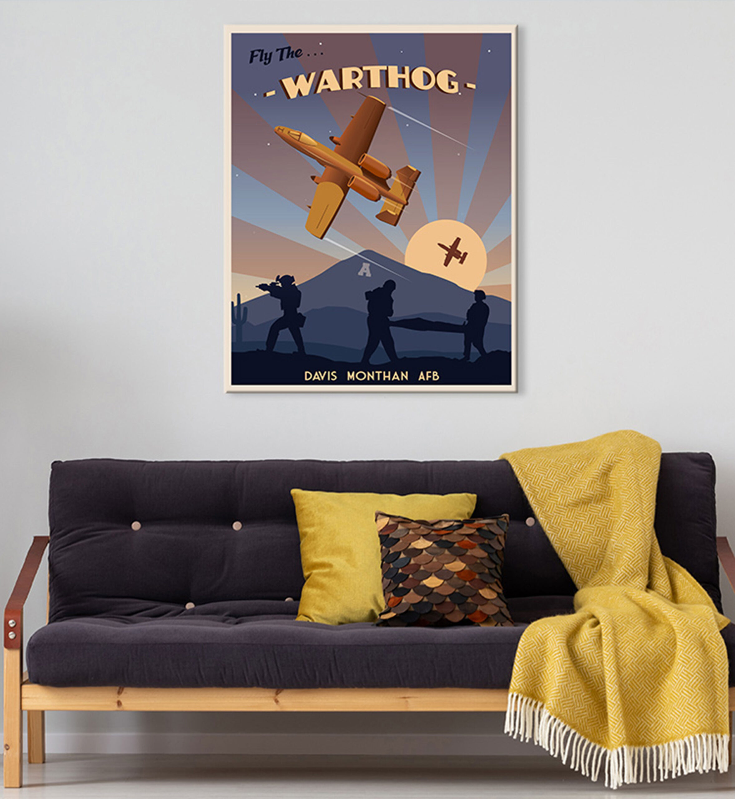 Davis-Monthan AFB A-10 Warthog vintage style military aviation canvas travel poster art by Squadron Posters! SP02036