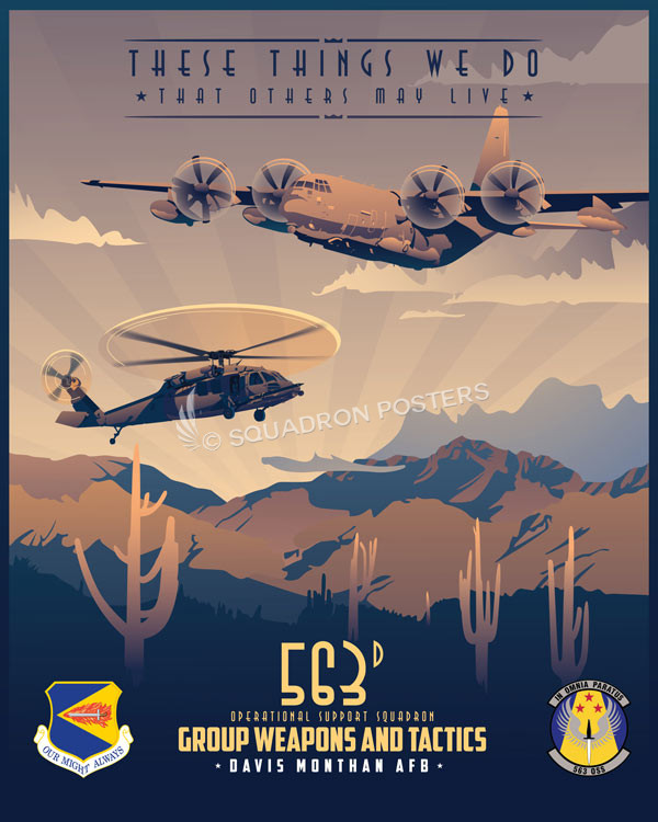 Davis-Monthan-AFB-HC-130J-HH-60-563d-OSS-featured-aircraft-lithograph-vintage-airplane-poster-art