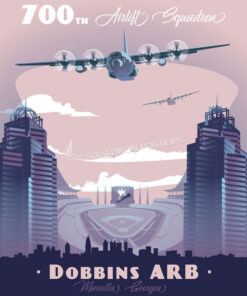 Dobbins-ARB-C-130-700th-AS-featured-aircraft-lithograph-vintage-airplane-poster