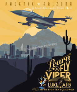 Luke AFB F-16 309th FS Donald Duck version art by - Squadron Posters!