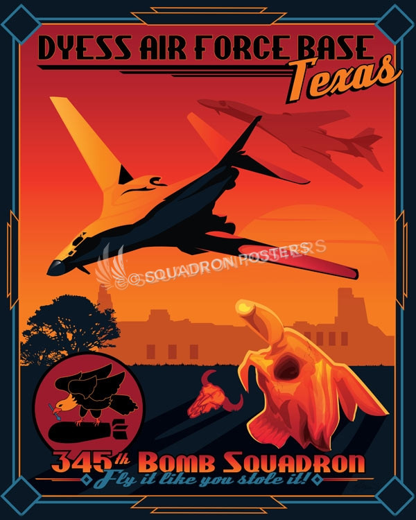 Dyess-AFB-B-1B-345th-Bomb-SQ-SP00955-featured-aircraft-lithograph-vintage-airplane-poster-art