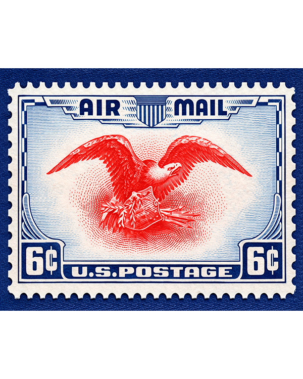 Eagle and Shield AirMAIL Stamp Poster Art by Squadron Posters!
