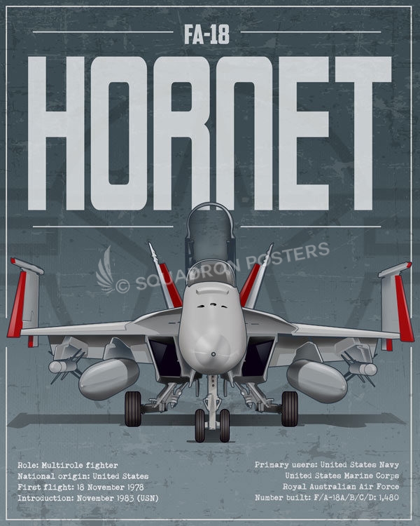 F-18 Hornet With Folded Wings Squadron Posters