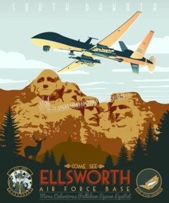 Ellsworth AFB - 432d ATKS, MQ-9 Reaper ellsworth-afb-432d-as-mq-9-reaper-military-aviation-vintage-poster-art-print-gift
