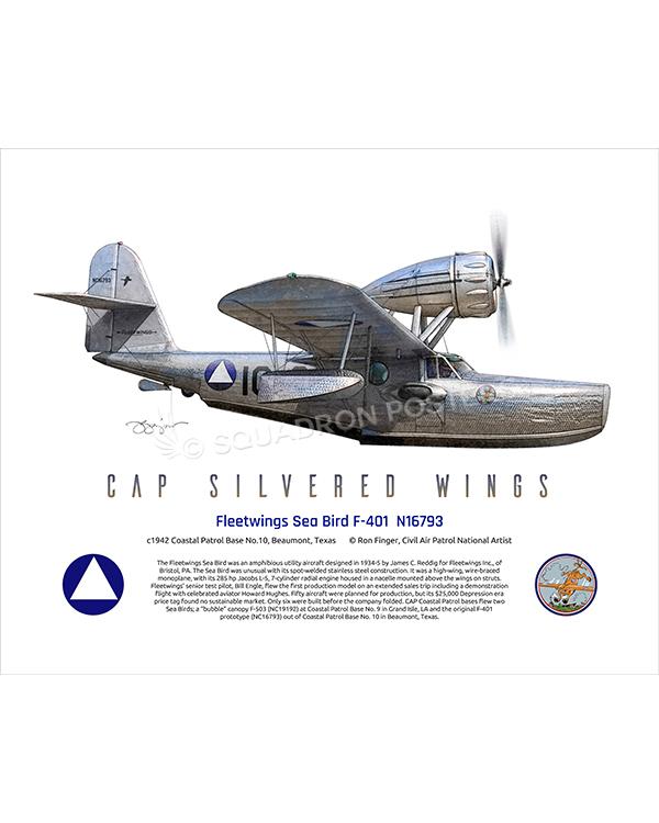 Fleetwings Sea Bird F-401 N16793 16x20 FINAL Ron Finger SPN02297MFEAT-jet-black-aircraft-lithograph